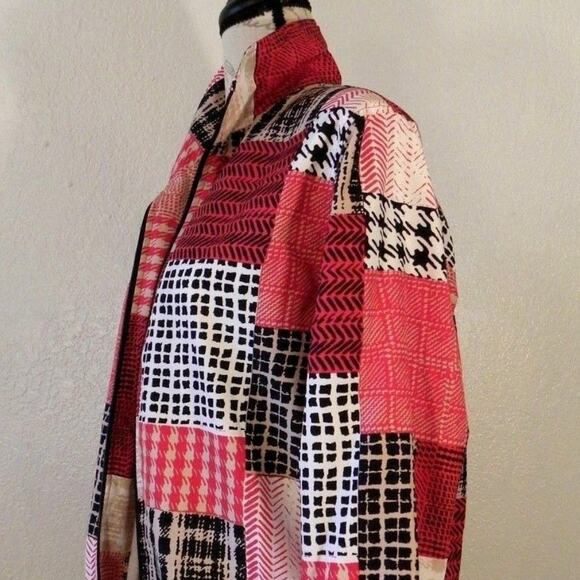 VTG Koret Sport Red Bomber Wind Breaker Jacket Women Size Medium Plaid Patchwork - Picture 3 of 7